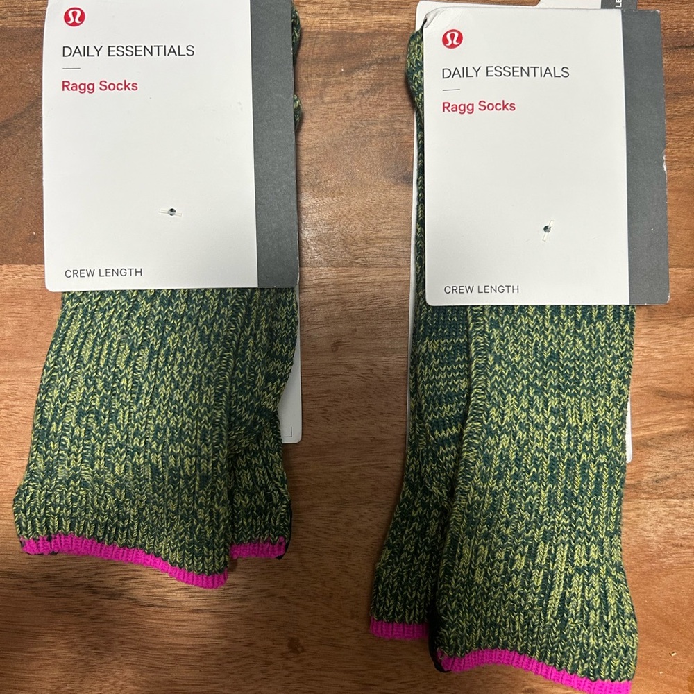 Lululemon Athletica Casual Socks Green and Pink Knit